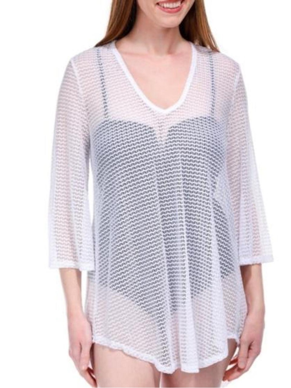 NWT Jordan Taylor Women’s White Mesh Swim Cover-Up Tunic Dress Sizes S & L